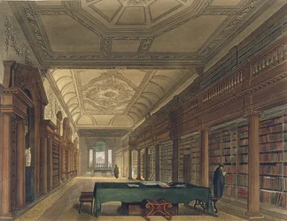 Intérieur de la bibliothèque de Christ Church, illustration de l
